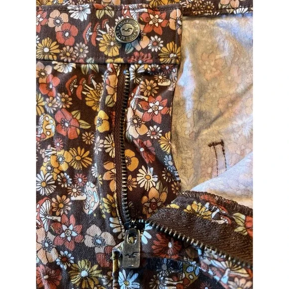 Hollister High Rise Flare Pants Mushroom Floral Hippie 60s 70s‎ Print Women's M - Picture 6 of 11